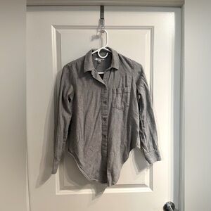 Madewell Flannel Tie Front Button Up Long Sleeve Shirt | Gray | XXS